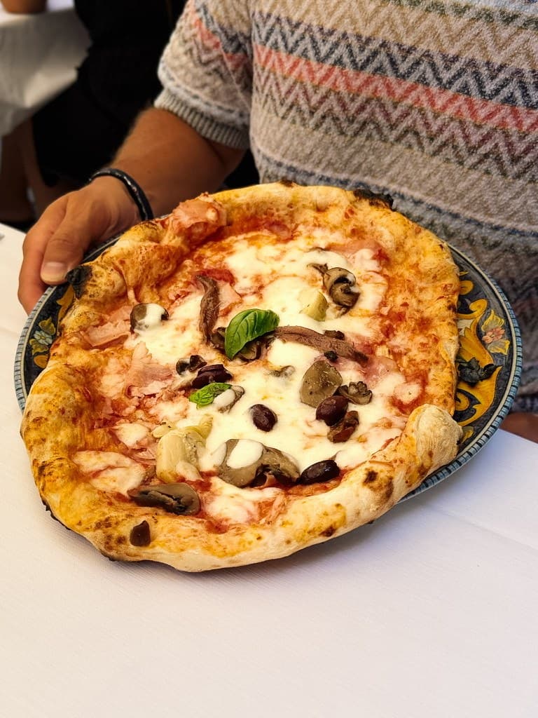 Freshly baked Neapolitan pizza